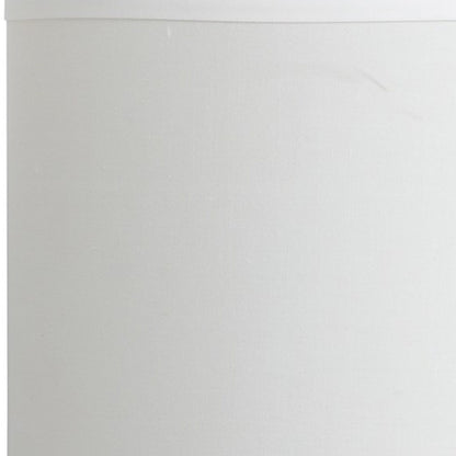 19" Silver Bedside Table Lamp With White Drum Shade