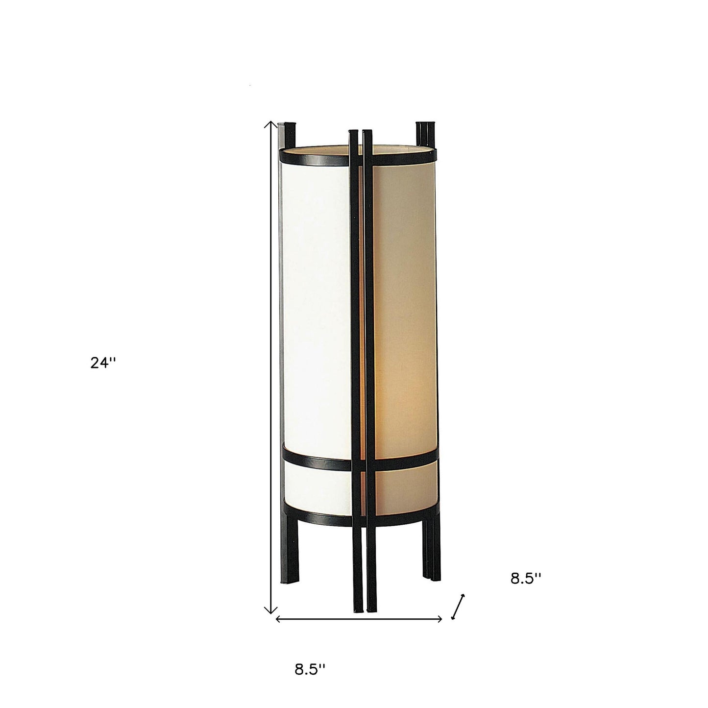 24" Brown Metal Bedside Table Lamp With Off-White Shade