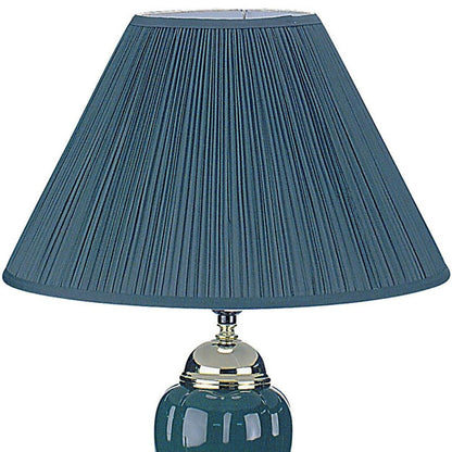 27" Gold Ceramic Bedside Table Lamp With Black Empire Shade