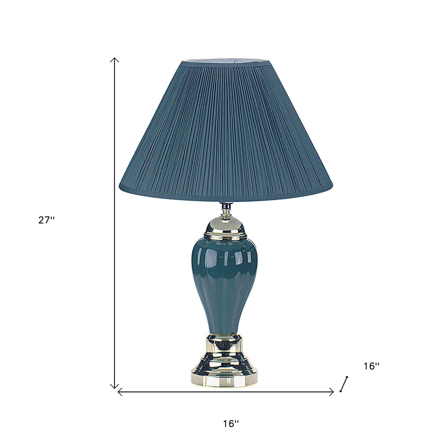 27" Gold Ceramic Bedside Table Lamp With Black Empire Shade
