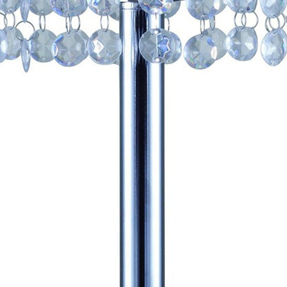 26" Silver Glam Two Tier Chandelier USB Table Lamp