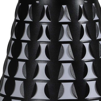 16" Black Bedside Table Lamp With Black Polka Dots Empire Shade