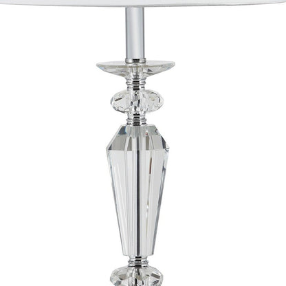 22" Clear Bedside Table Lamp With White Empire Shade