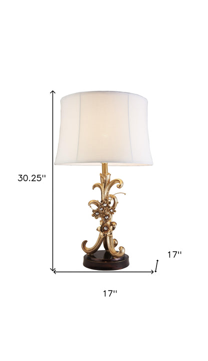 Golden Scroll and Faux Crystal Bling Table Lamp