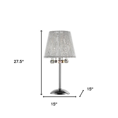 Dreamy Silver Table Lamp with Crystal Accents