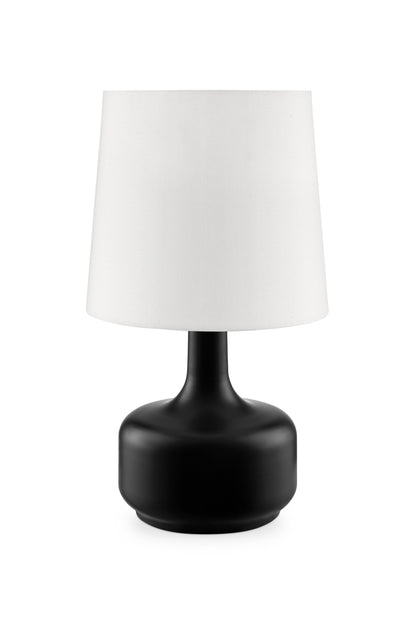17" Black Metal Bedside Table Lamp With White Shade