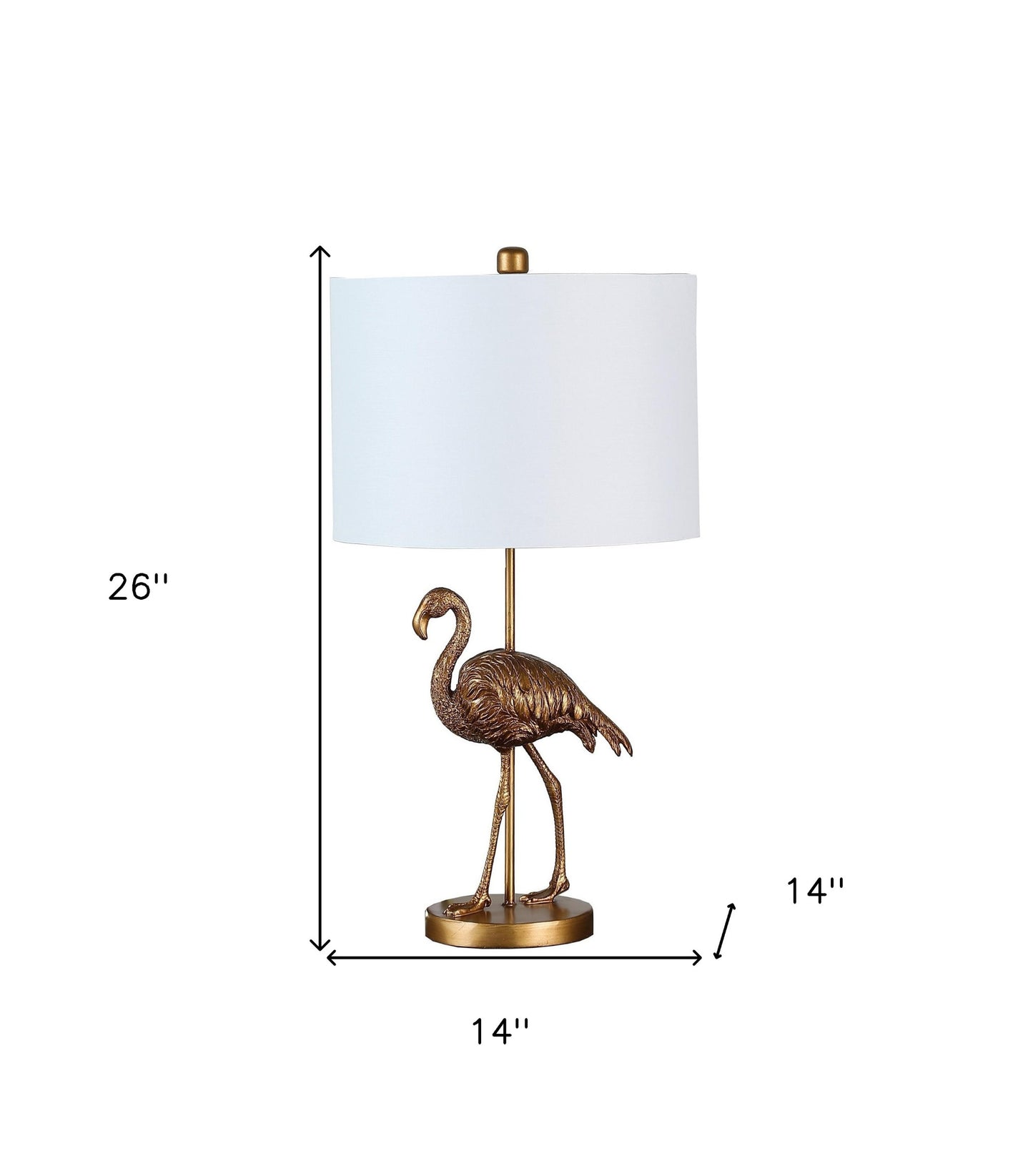 26” Antiqued Gold Resin Flamingo Table Lamp