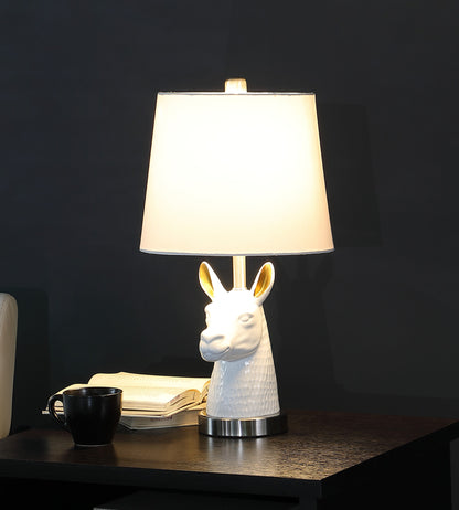 21" Silver Bedside Table Lamp With White Empire Shade