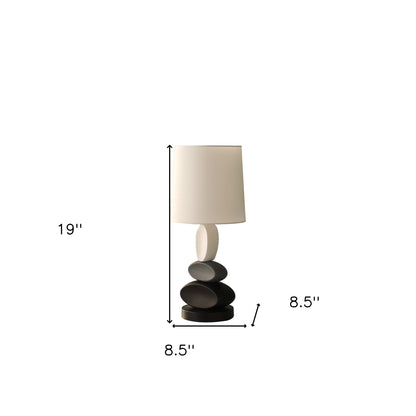 19" Black Bedside Led Table Lamp With White Empire Shade
