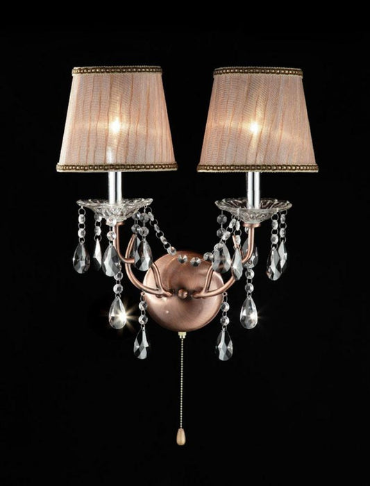 Silver and Pink Faux Crystal Dual Light Hanging Wall Sconce