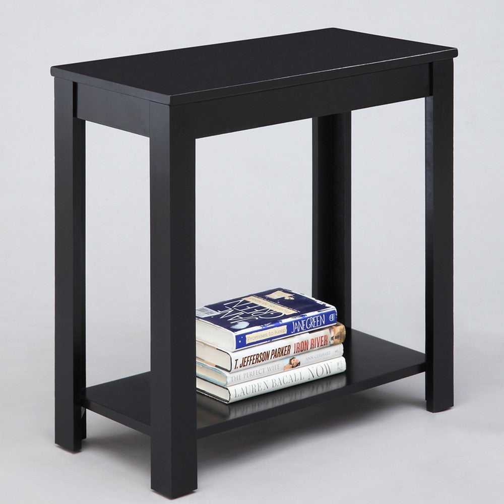 24" Black End Table With Shelf