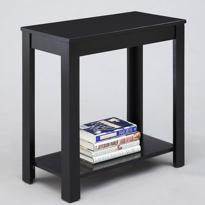 24" Black End Table With Shelf
