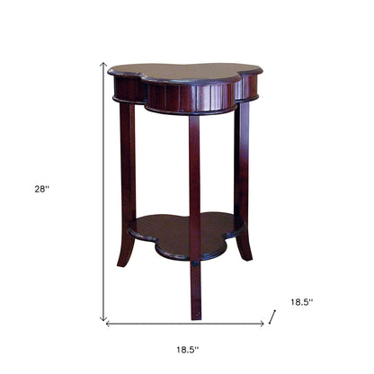 28" Brown Solid And Manufactured Wood Free Form End Table With Shelf