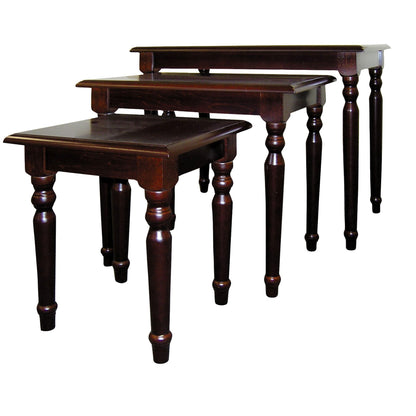 Set Of Three 19" Dark Brown Wood Rectangular Nested Tables