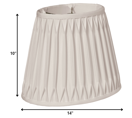 14" Cream Oval Smocked Pleat Paperback Shantung Lampshade