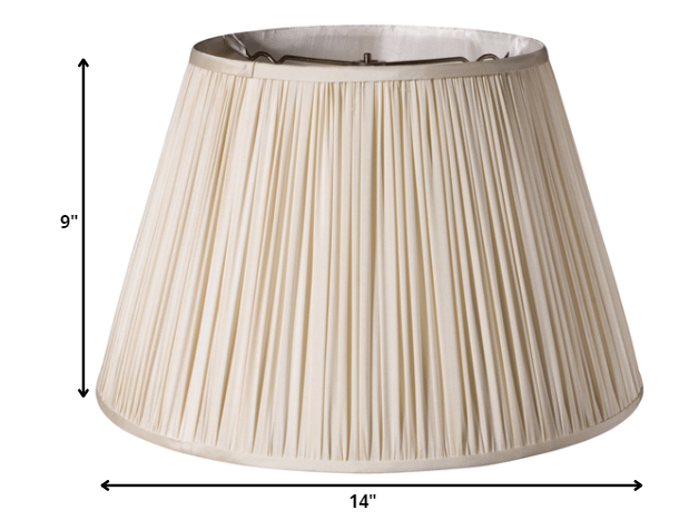 14" Pale Grey Slanted Paperback Pleated Tafetta Lampshade