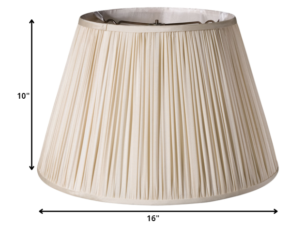 16" Pale Grey Slanted Paperback Pleated Tafetta Lampshade