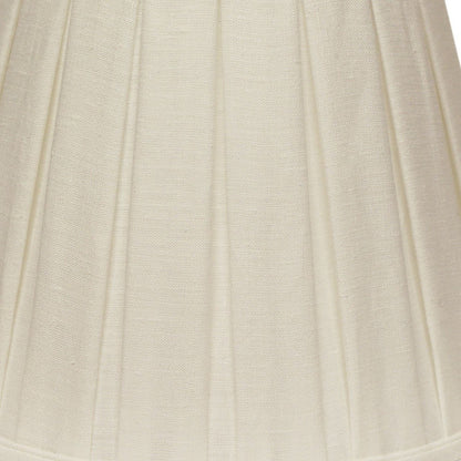 14" White Slanted Paperback Linen Lampshade with Box Pleat
