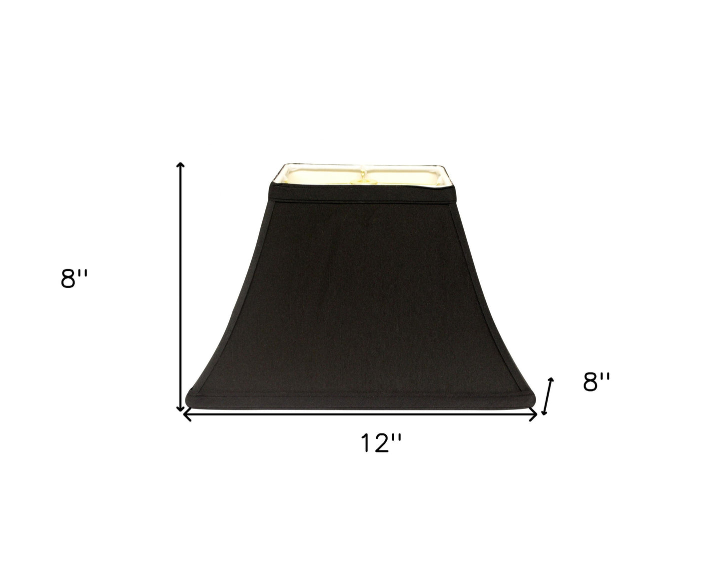 12" Black with White Lining Rectangle Bell Shantung Lampshade