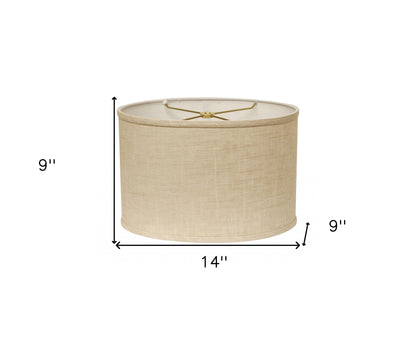 14" Light Wheat Throwback Oval Linen Lampshade
