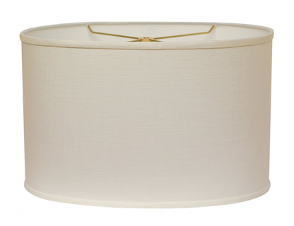 14" White Throwback Oval Linen Lampshade