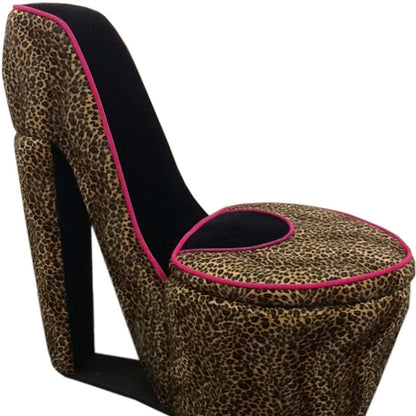 32" Brown Faux Suede Animal Print Side Chair