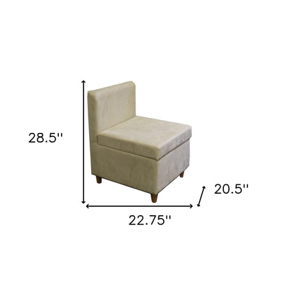 29" Mod Taupe Cream Microfiber Armless Accent Chair with Storage