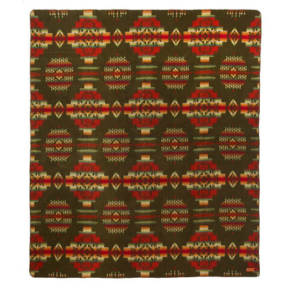 Olive Green Woven Acrylic Reversable Queen Blanket
