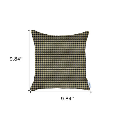 18" X 18" Yellow Houndstooth Zippered Handmade Polyester Throw Pillow Cover