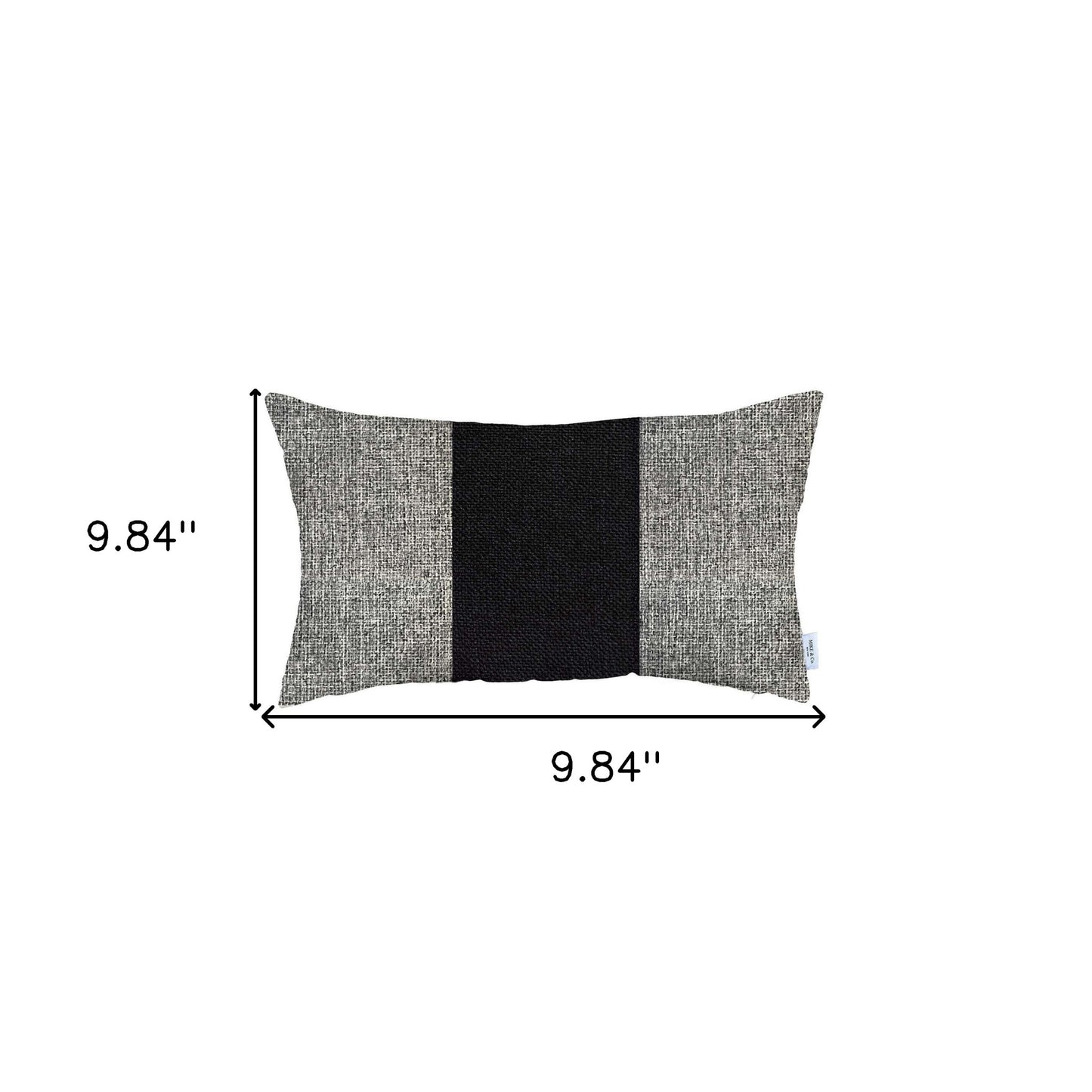 12" X 20" Black And Grey Geometric Zippered Handmade Polyester Lumbar Pillow Cover