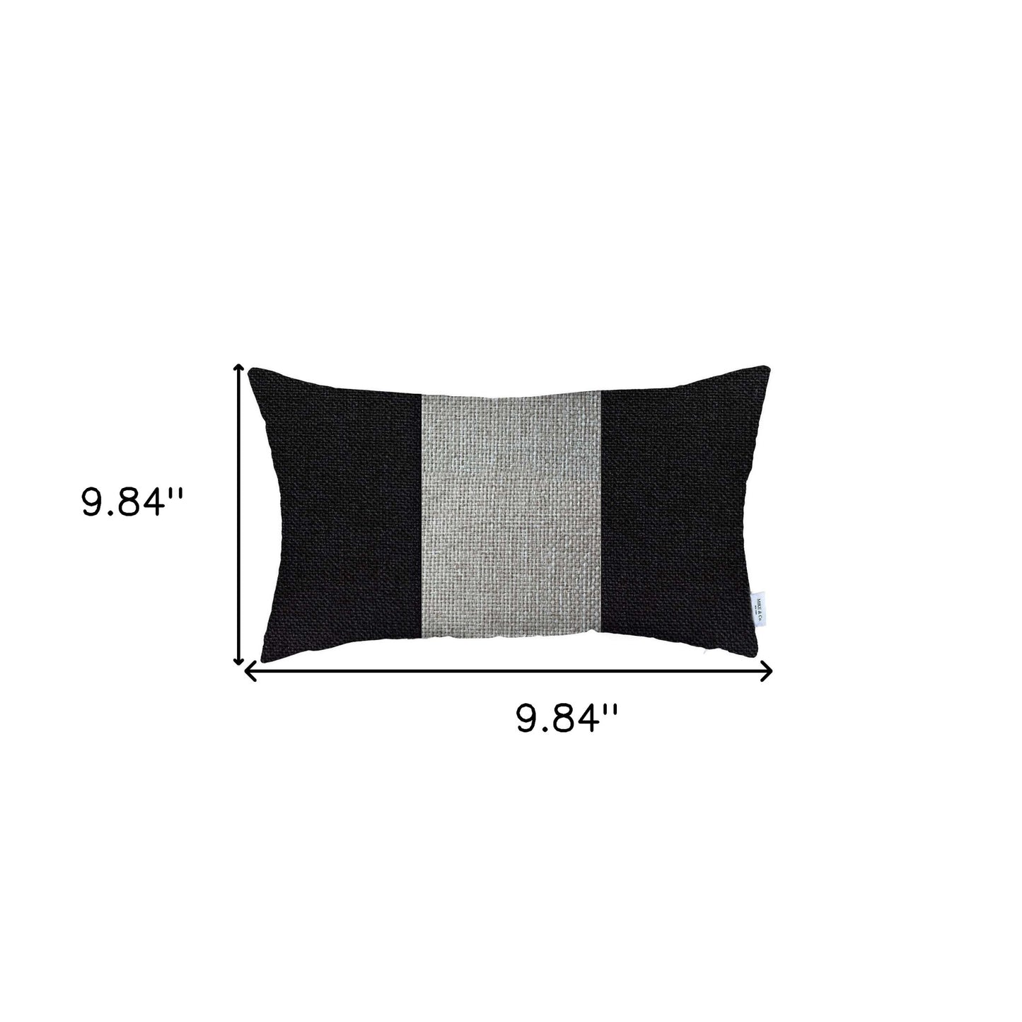 12" X 20" Black And Grey Geometric Zippered Handmade Polyester Lumbar Pillow Cover