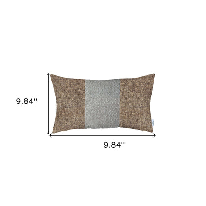 12" X 20" Brown And Grey Geometric Zippered Handmade Polyester Lumbar Pillow Cover