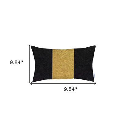 12" X 20" Black And Yellow Geometric Zippered Handmade Polyester Lumbar Pillow Cover