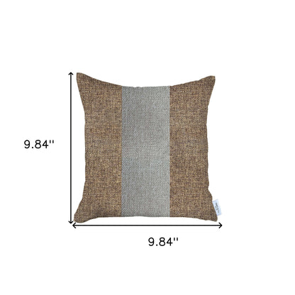 18" X 18" Brown And Grey Geometric Zippered Handmade Polyester Throw Pillow Cover