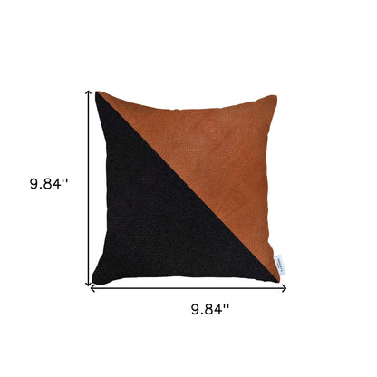 18" X 18" Brown And Black Geometric Zippered Handmade Polyester Throw Pillow Cover