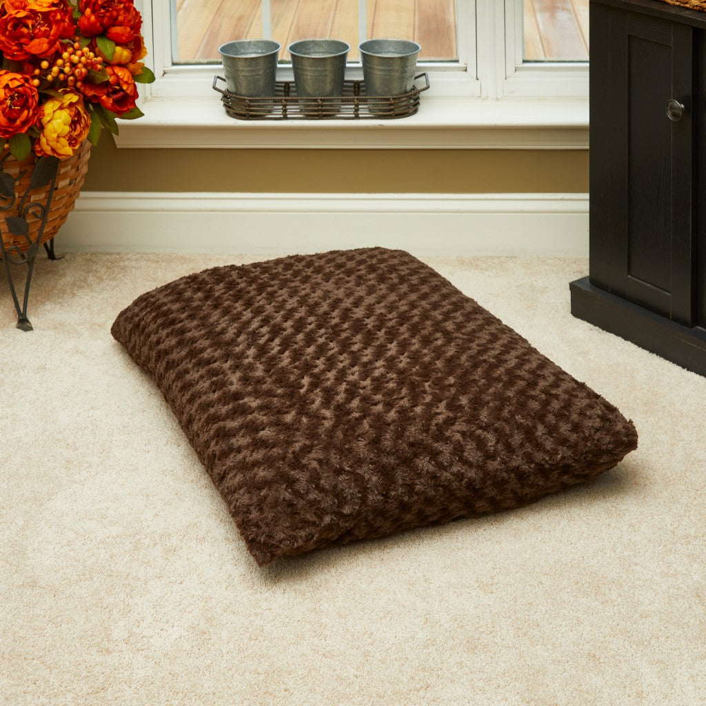 Brown 2" x 3" Lux Faux Fur Rectangle Pet Bed