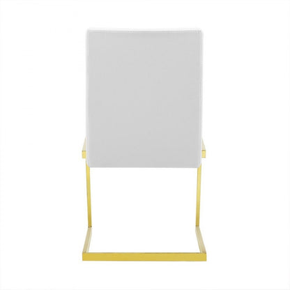 Set of Two White Gold Modern Dining Chairs