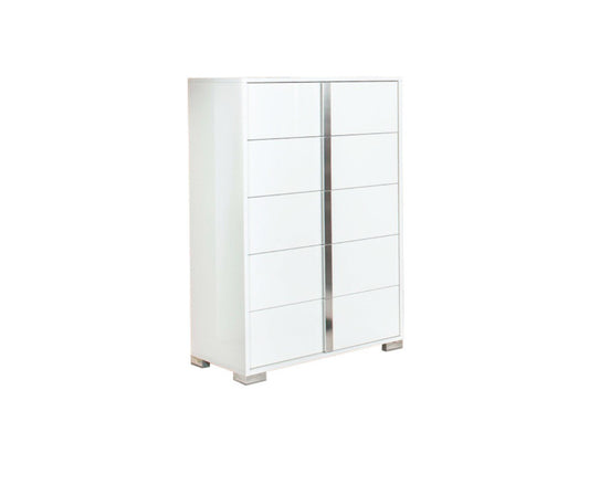 33" White Manufactured Wood Five Drawer Chest