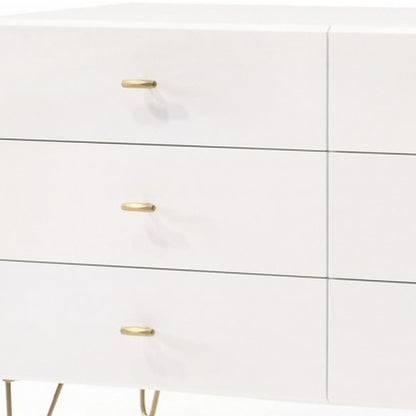 51" White Manufactured Wood Six Drawer Double Dresser
