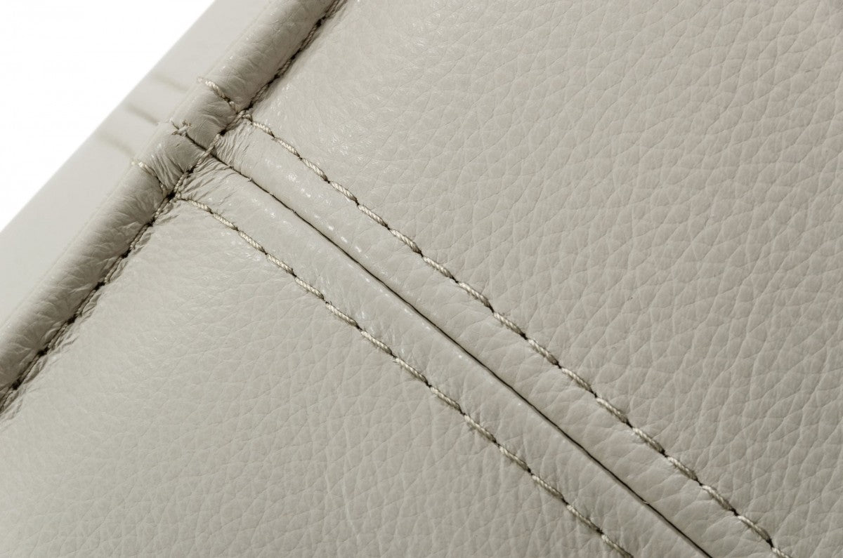 37" Light Gray Faux Leather Cocktail Ottoman