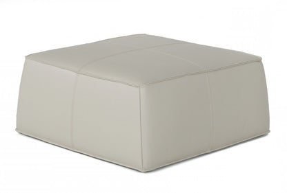 37" Light Gray Faux Leather Cocktail Ottoman