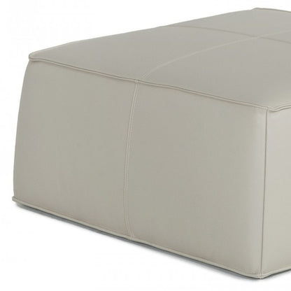 37" Light Gray Faux Leather Cocktail Ottoman