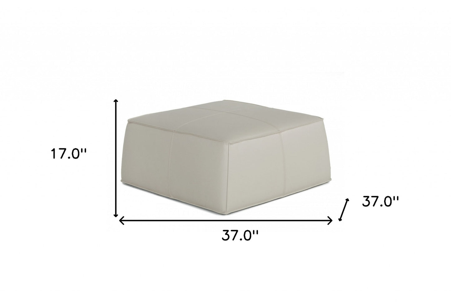 37" Light Gray Faux Leather Cocktail Ottoman
