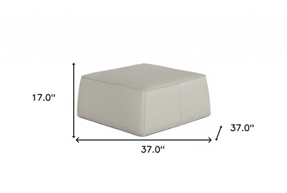37" Light Gray Faux Leather Cocktail Ottoman