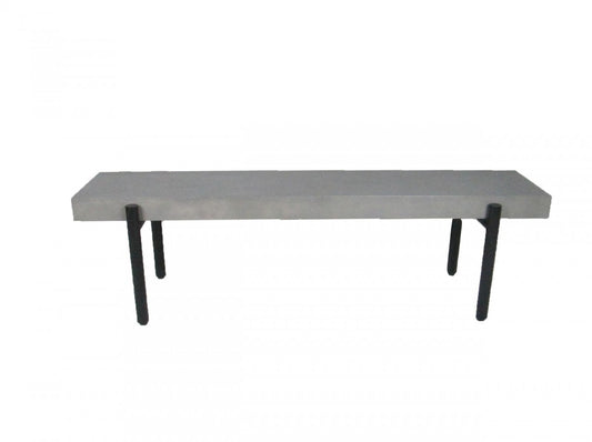63" Gray and Black Concrete Dining Bench