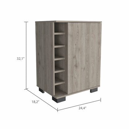 Light Gray Bar Cabinet with One Door Panel