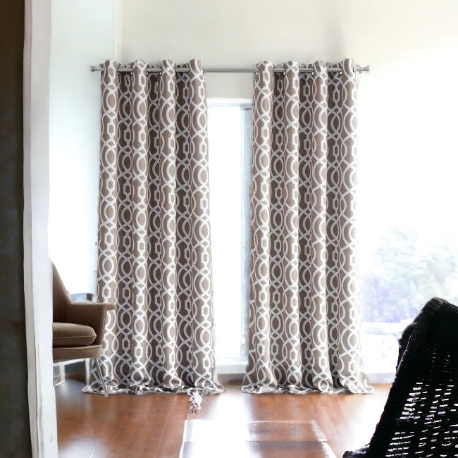 84" Taupe Trellis Black Out Window Curtain Panel