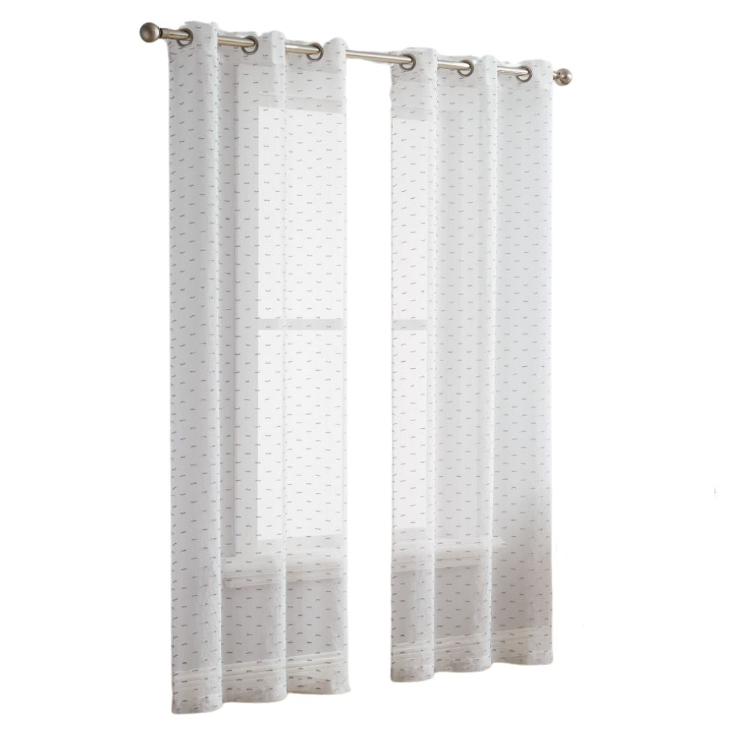 Set of Two 84" Silver Sprinkled Embellishment Window Curtain Panels