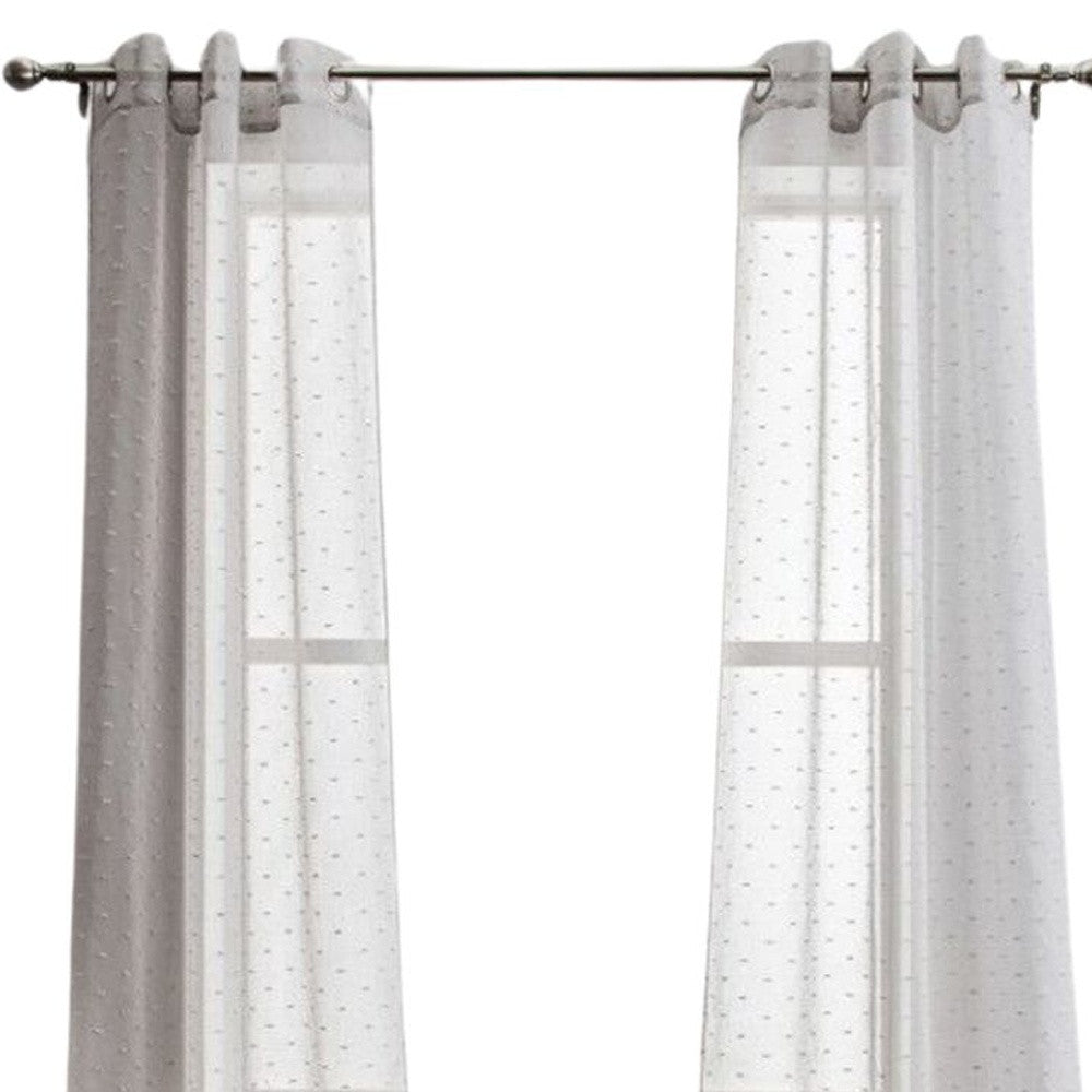 Set of Two 84" Gray Ribbon Embellished Window Curtain Panels