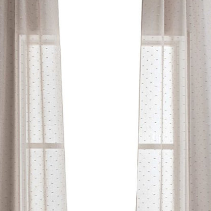 Set of Two 96" Tan Ribbon Embellished Window Curtain Panels